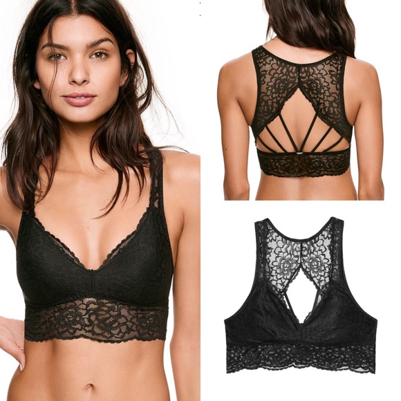 Victoria Secret Unlined Lace Strappy Back Bralette Victoria Secret Unlined Lace Strappy Back Bralette